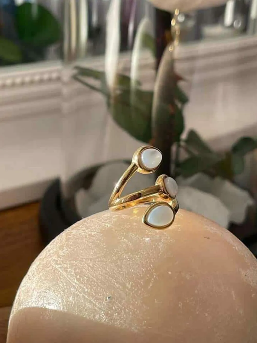 Sale Bague Ajustable Doree/Blanc Nafy Femmes Bague