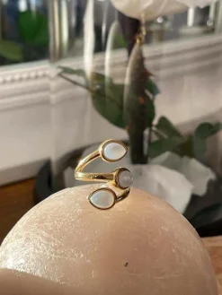 Sale Bague Ajustable Doree/Blanc Nafy Femmes Bague