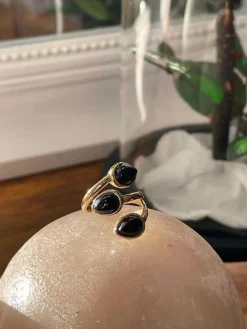 Hot Bague Ajustable Doree/Noir Nafy Femmes Bague