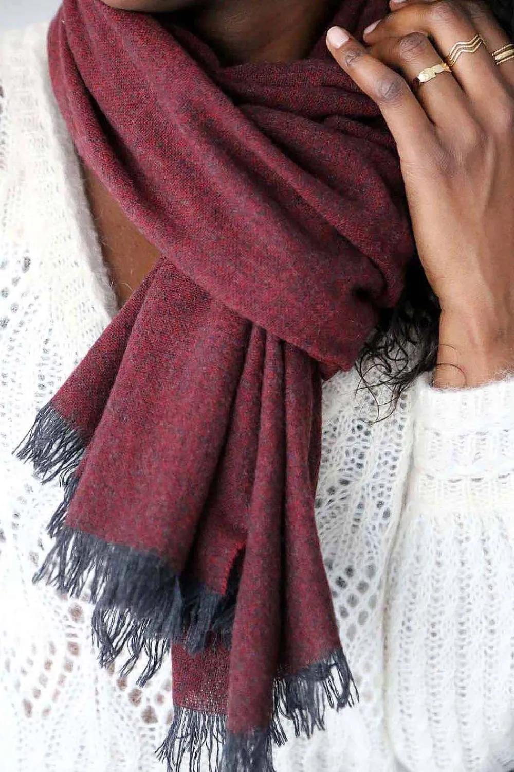 Clearance Echarpe Rouge Bordeaux Fiona Femmes Echarpe & Tour De Cou