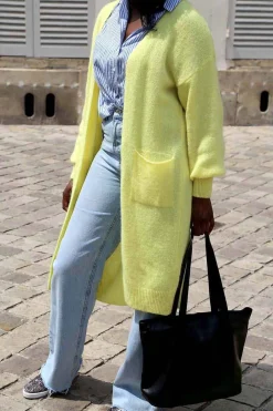 Sale Gilet Long Jaune Dan Femmes Gilet