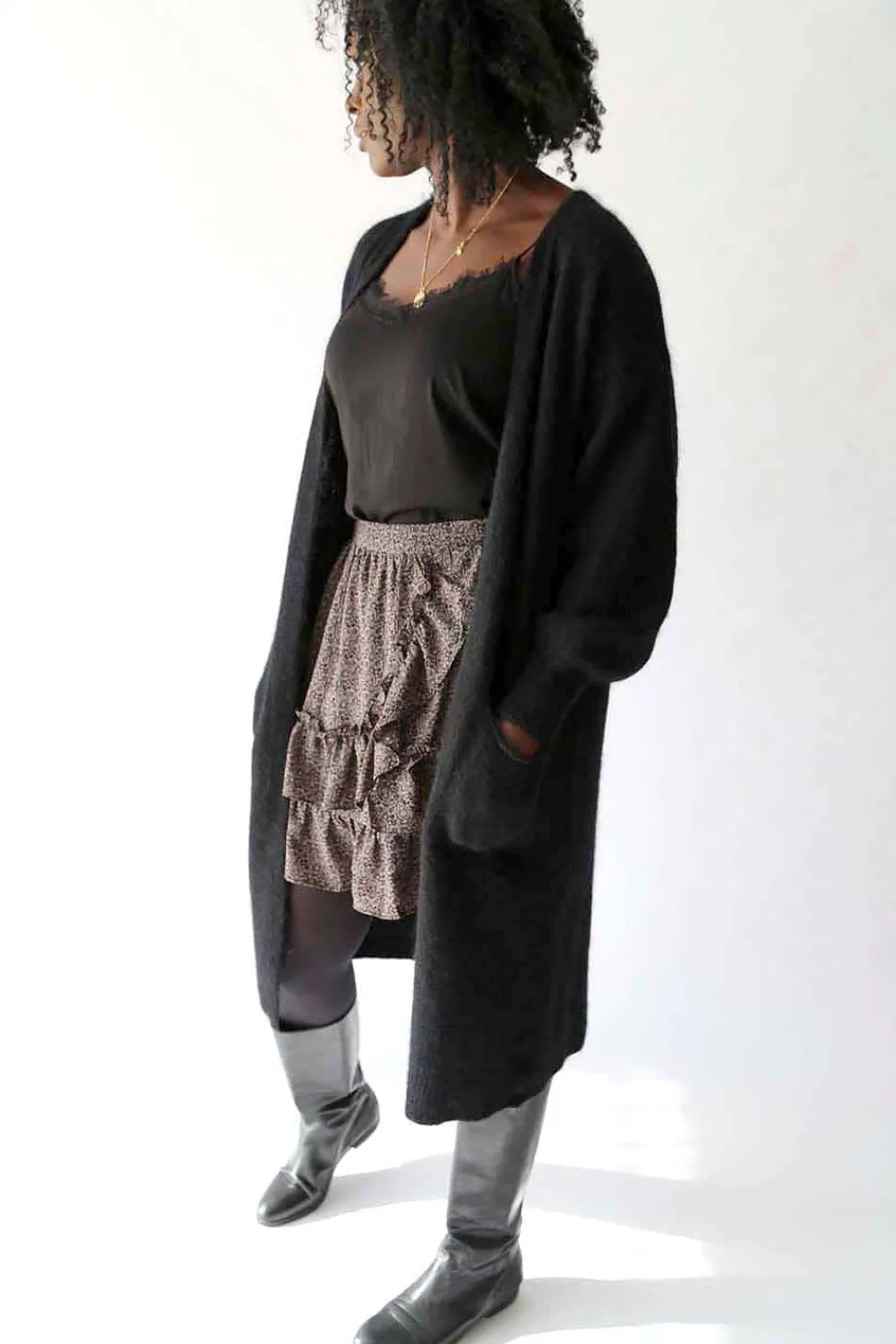 Sale Gilet Long Noir Mohair Dan Femmes Gilet