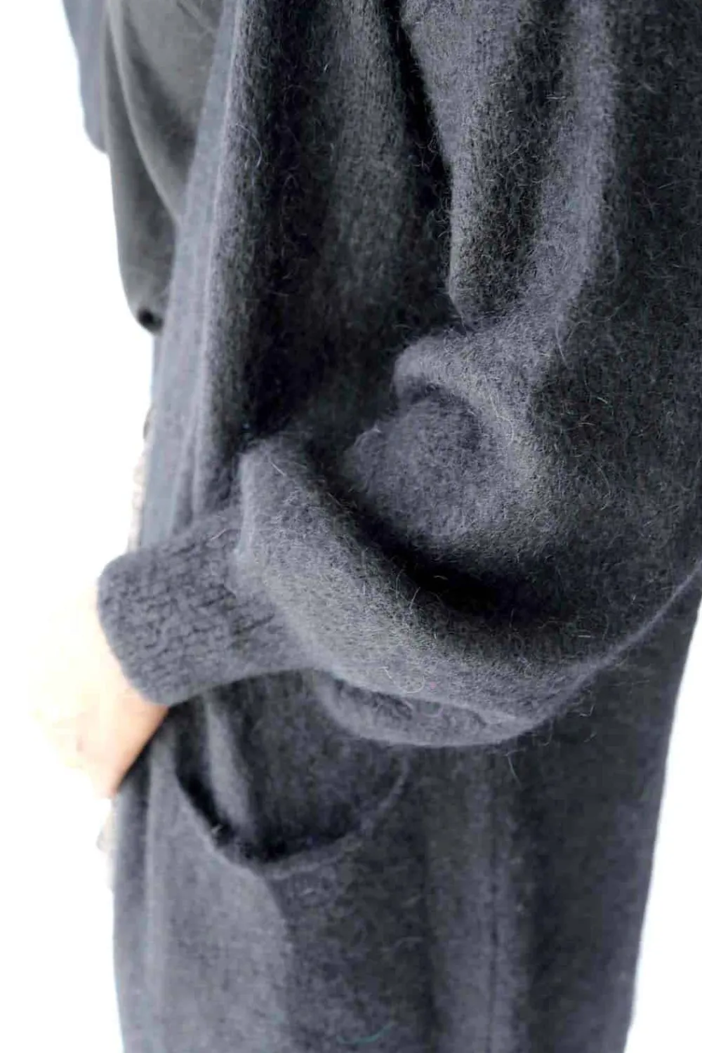 Sale Gilet Long Noir Mohair Dan Femmes Gilet