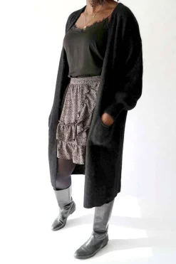 Sale Gilet Long Noir Mohair Dan Femmes Gilet
