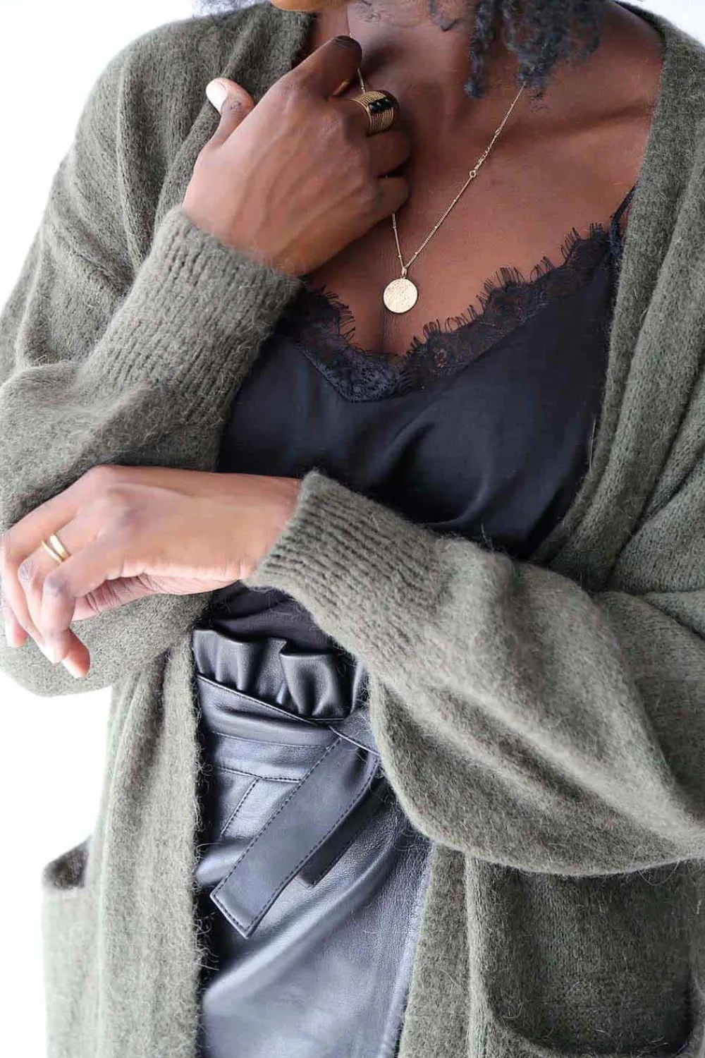 Clearance Gilet Long Vert Mohair Dan Femmes Gilet
