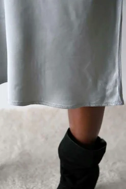 Clearance Jupe Midi Soie Gris Natty Femmes Jupe