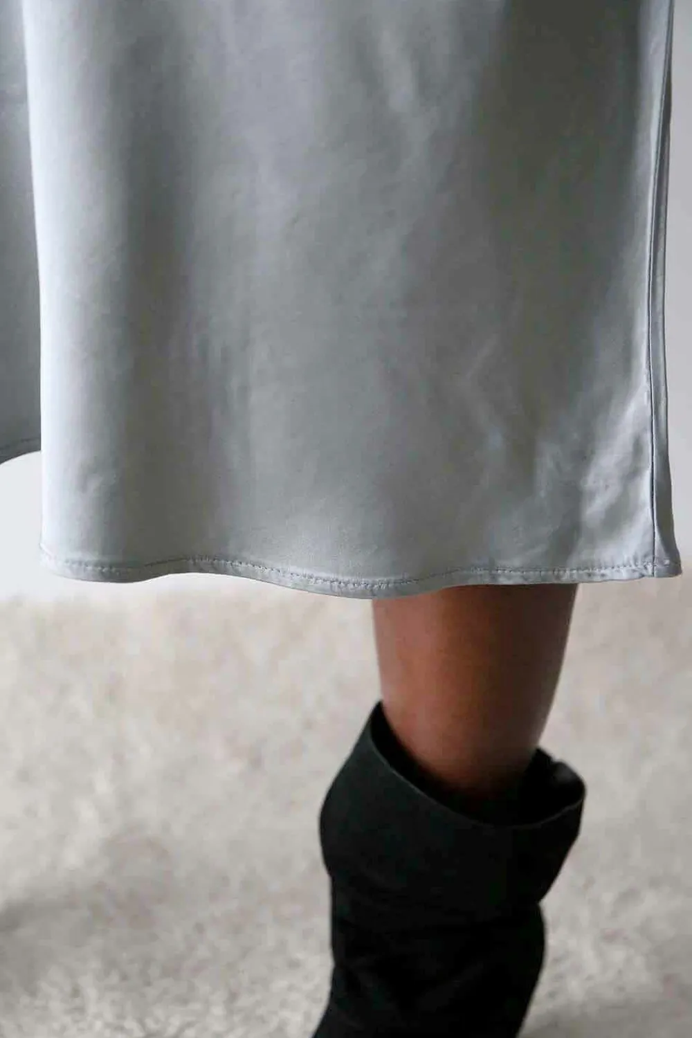 Clearance Jupe Midi Soie Gris Natty Femmes Jupe