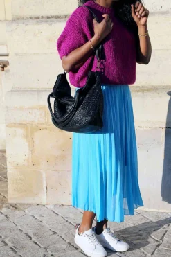 Best Jupe Plissee Midi Bleu Ciel Caudy Femmes Jupe