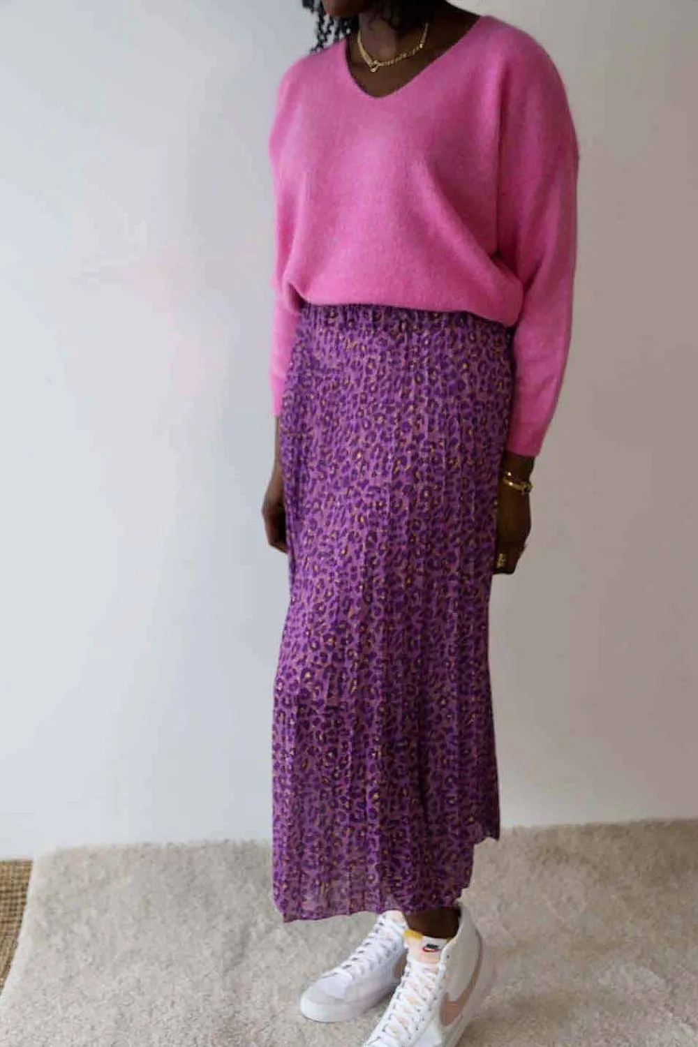 Sale Jupe Plissee Violet Nimalia Femmes Jupe