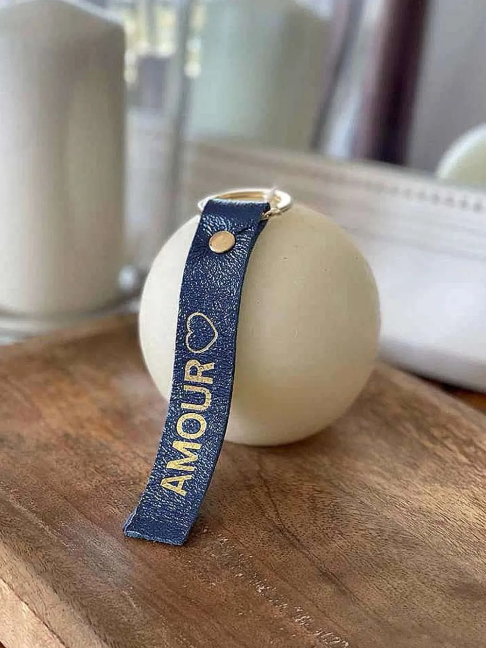 Sale Porte-Clés En Cuir Bleu Marine Daisy Femmes Porte-Clés