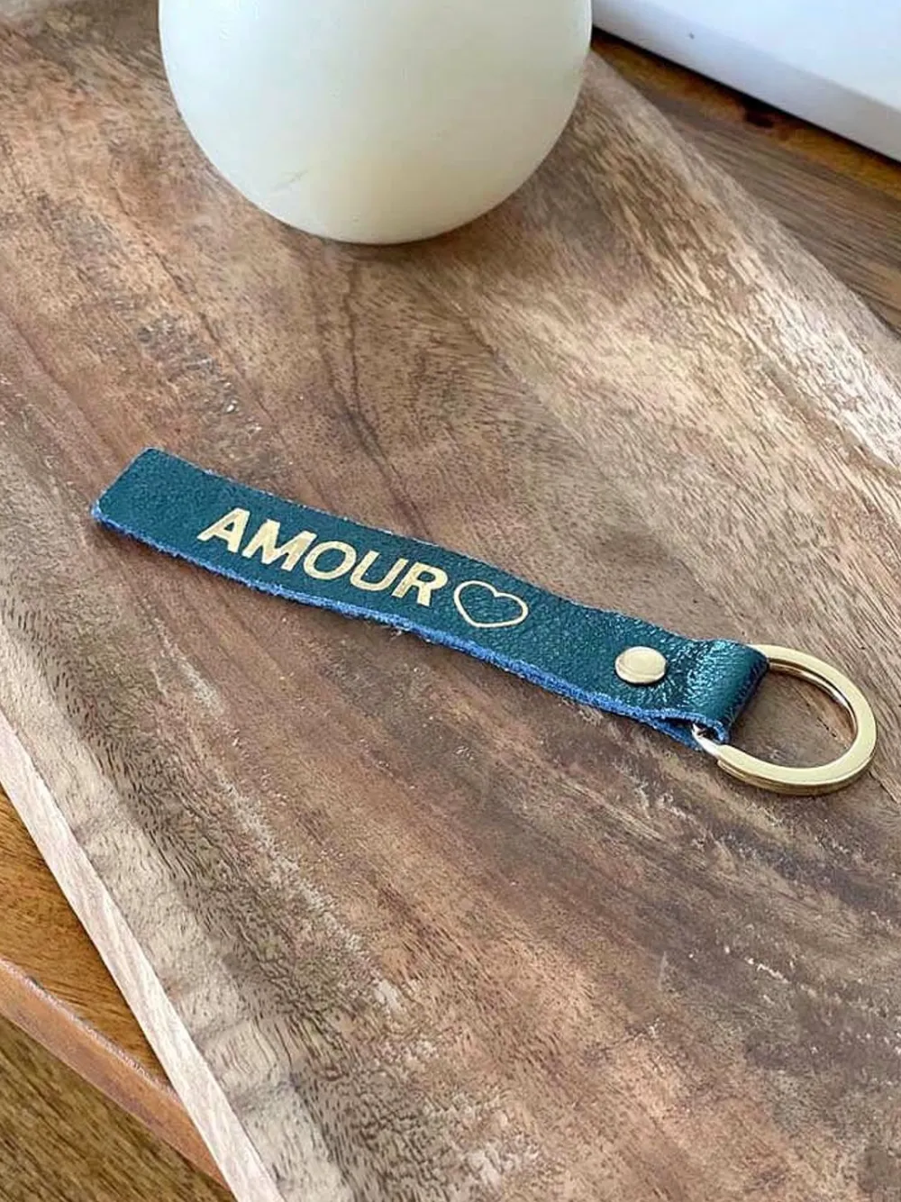 Online Porte-Clés En Cuir Bleu Petrole Daisy Femmes Porte-Clés
