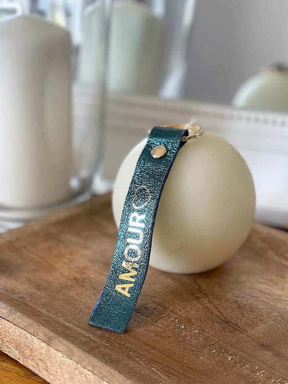 Online Porte-Clés En Cuir Bleu Petrole Daisy Femmes Porte-Clés