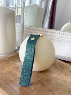 Online Porte-Clés En Cuir Bleu Petrole Daisy Femmes Porte-Clés