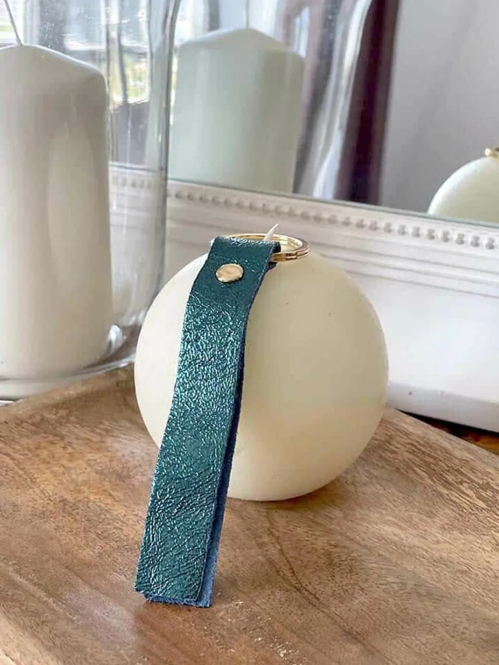 Online Porte-Clés En Cuir Bleu Petrole Daisy Femmes Porte-Clés