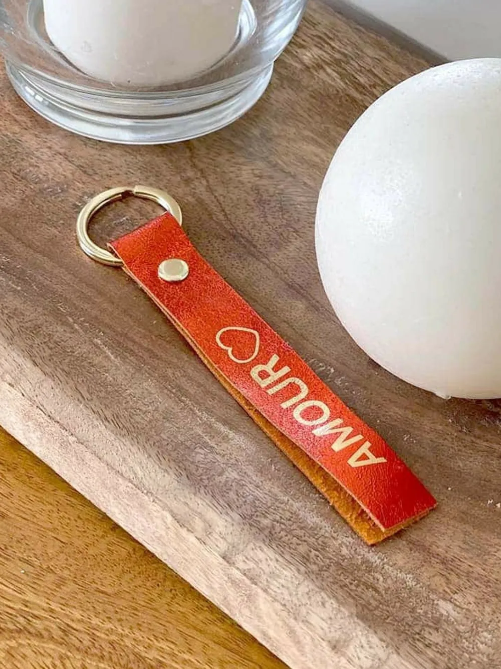 Porte-Clés En Cuir Orange Daisy Femmes Porte-Clés