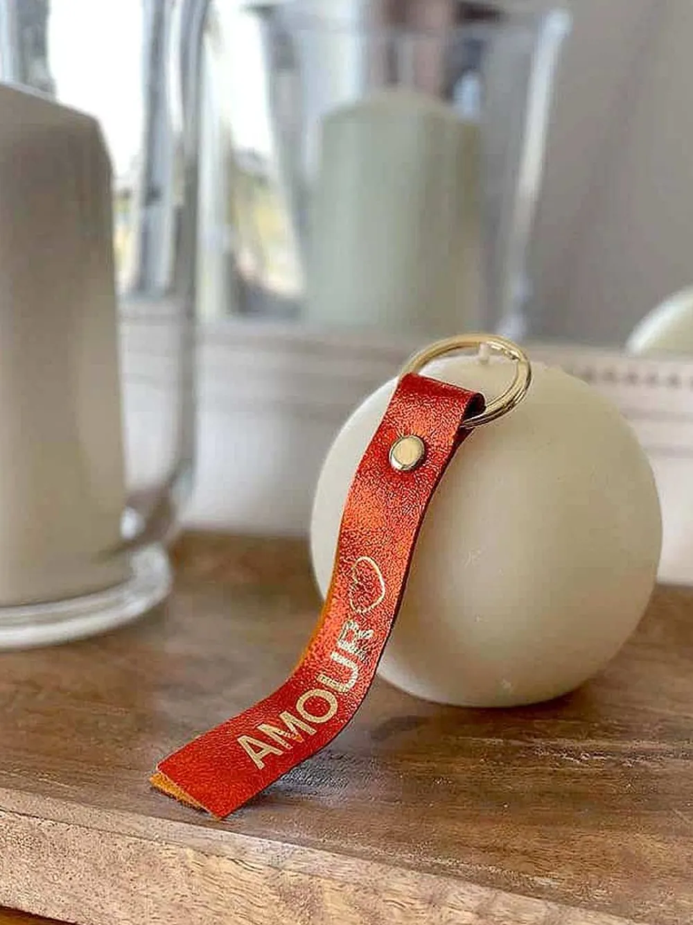 Porte-Clés En Cuir Orange Daisy Femmes Porte-Clés