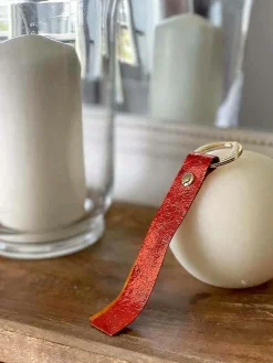 Porte-Clés En Cuir Orange Daisy Femmes Porte-Clés