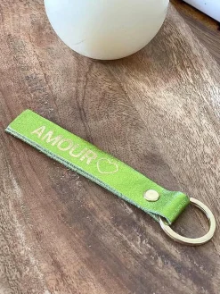 Clearance Porte-Clés En Cuir Vert Anis Daisy Femmes Porte-Clés