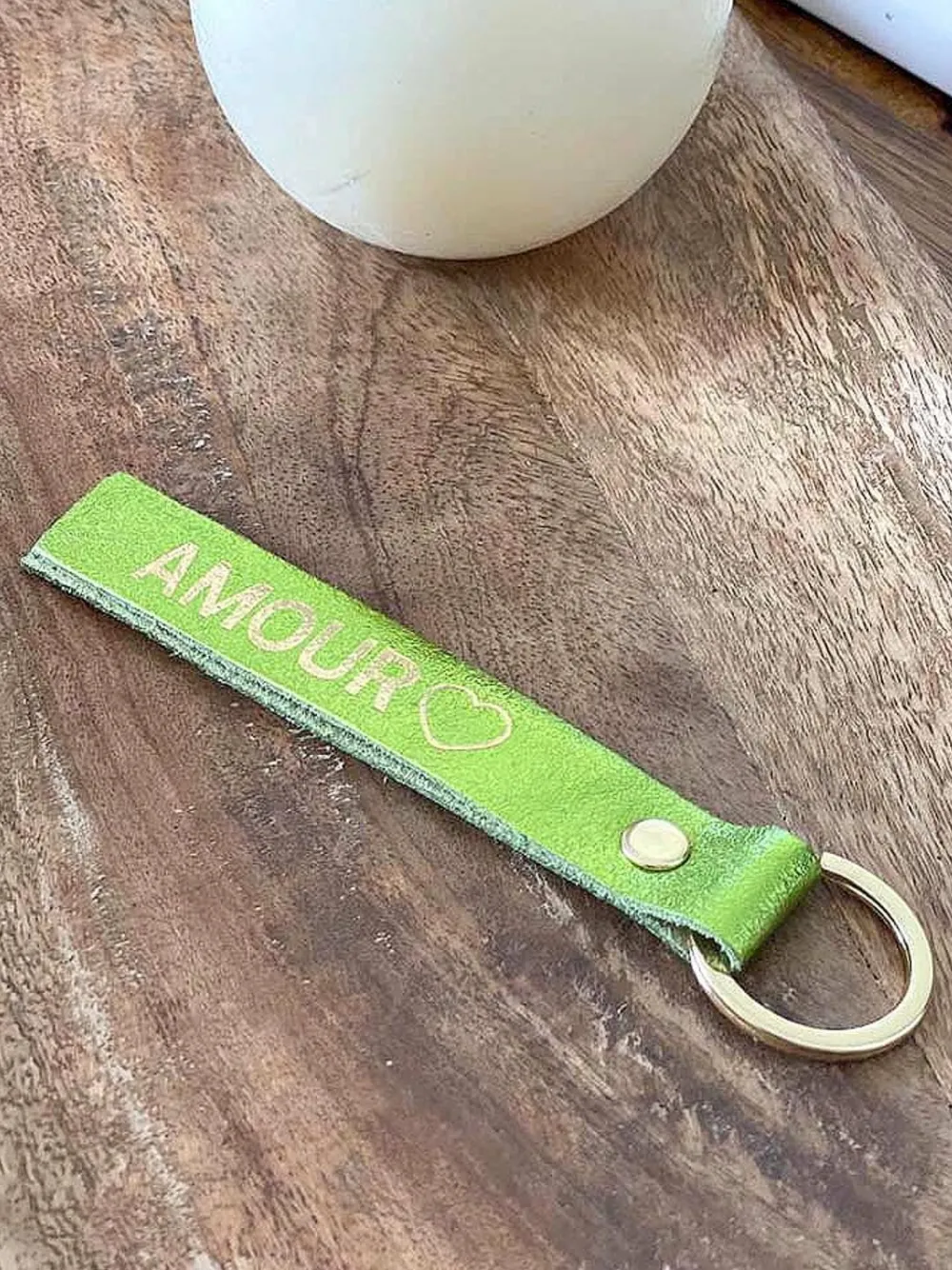 Clearance Porte-Clés En Cuir Vert Anis Daisy Femmes Porte-Clés