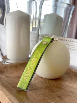 Clearance Porte-Clés En Cuir Vert Anis Daisy Femmes Porte-Clés