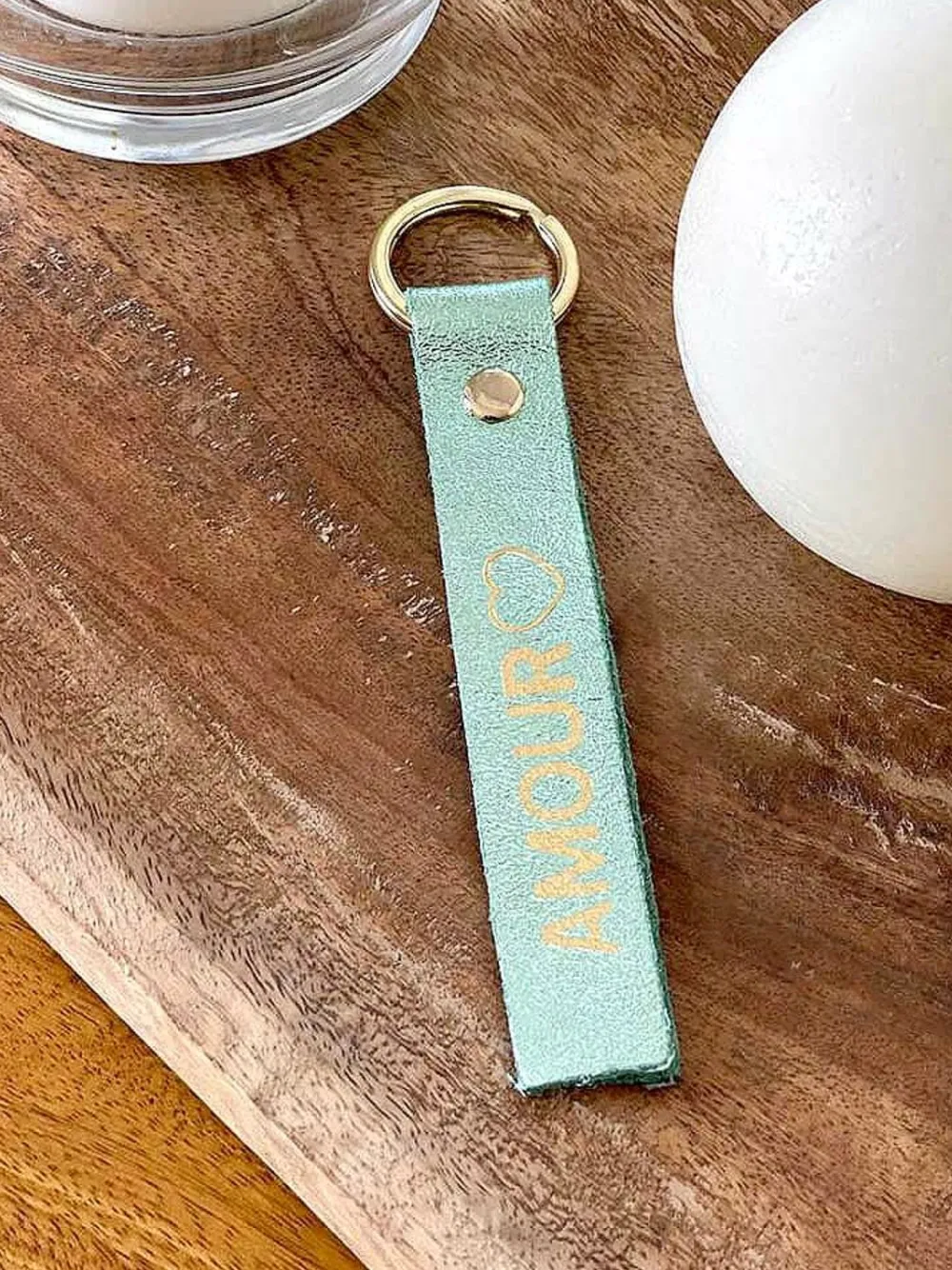 Clearance Porte-Clés En Cuir Vert Eau Daisy Femmes Porte-Clés