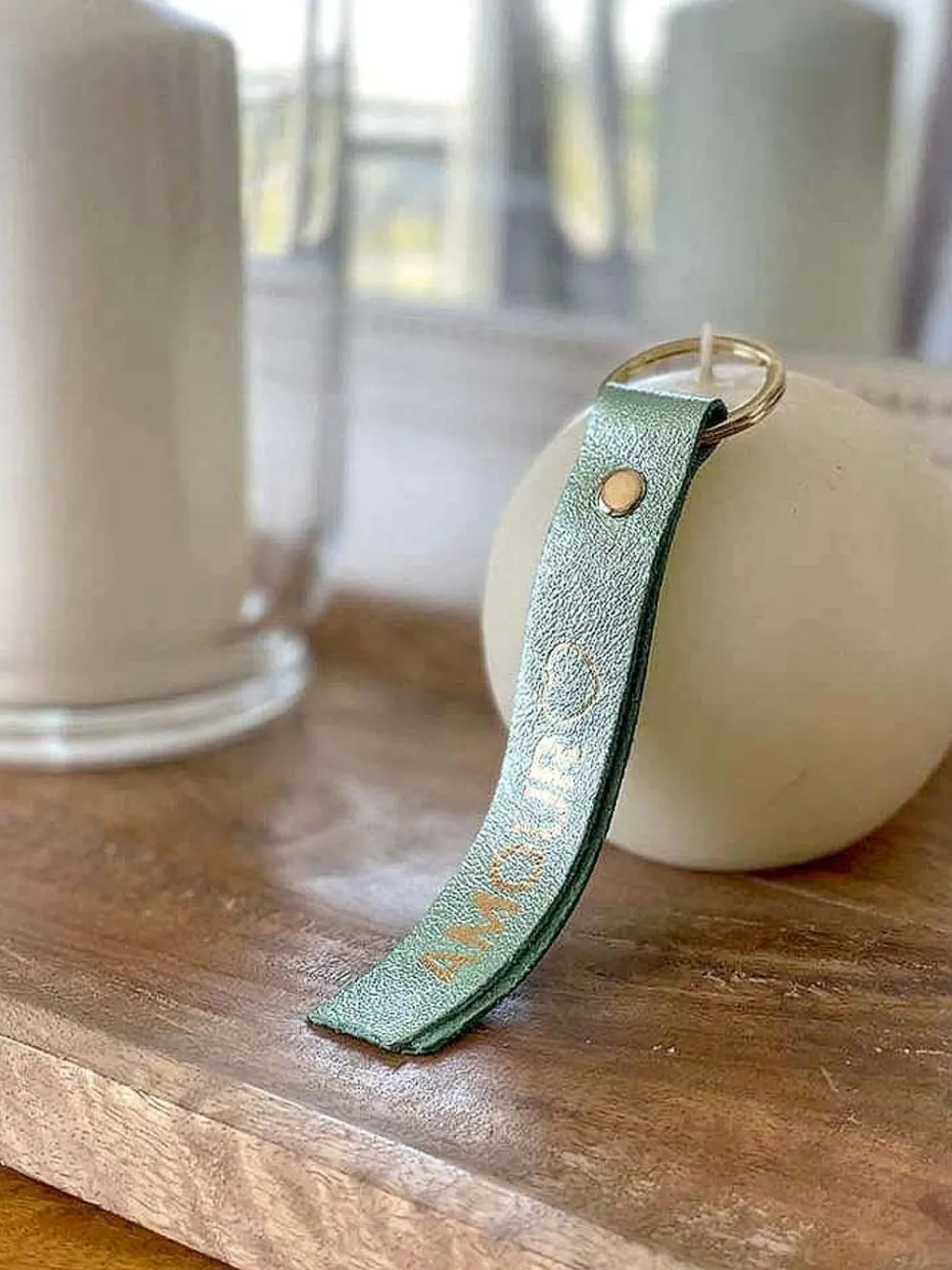 Clearance Porte-Clés En Cuir Vert Eau Daisy Femmes Porte-Clés