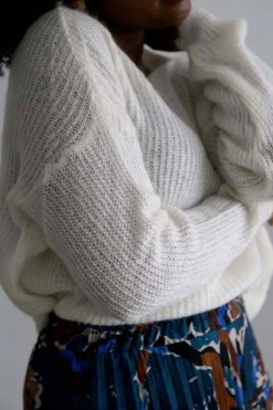 Clearance Pull Mohair Ecru Coline Femmes Pull