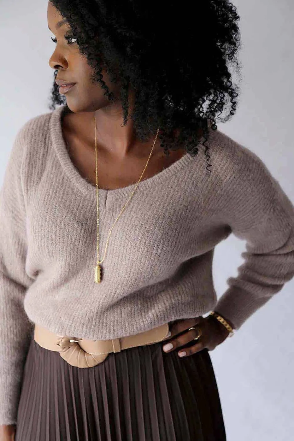 Outlet Pull Mohair Taupe Ozzie Femmes Pull