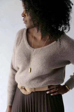 Outlet Pull Mohair Taupe Ozzie Femmes Pull