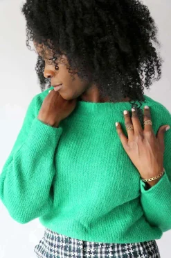 Outlet Pull Mohair Vert Coline Femmes Pull