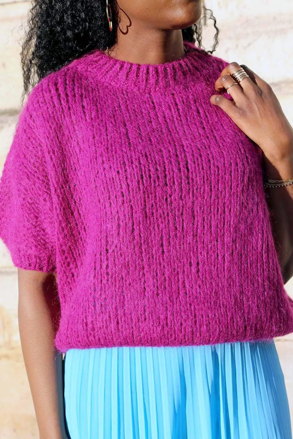 Online Pull Rose Fushia Romy Femmes Pull