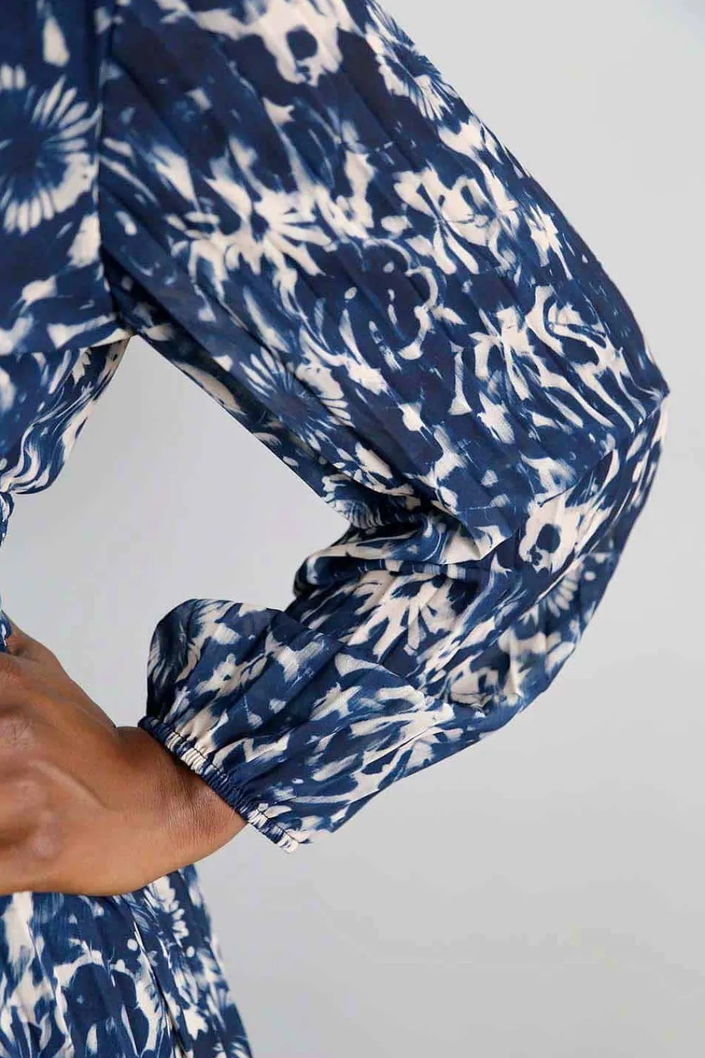 New Robe Longue Imprime Bleu Lison Femmes Robe