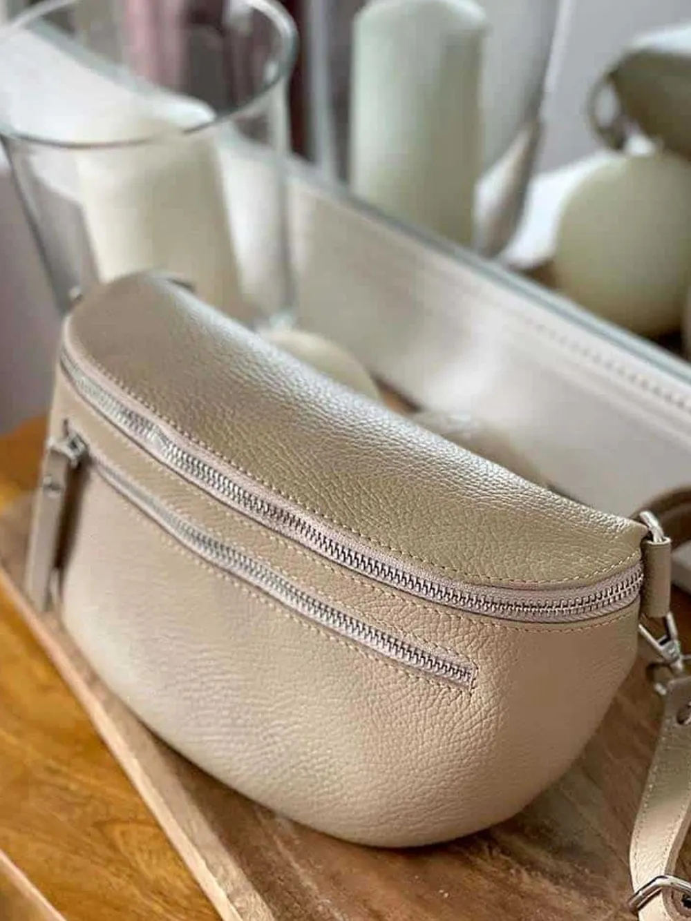 New Sac Banane Beige Ecru Chelby Femmes Sac Banane