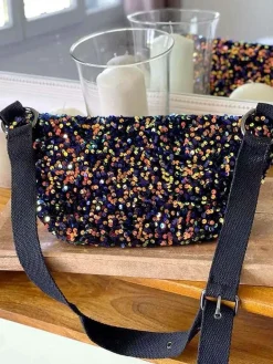 Best Sac Banane Bleu Peche A Sequins Laumy Femmes Sac Banane