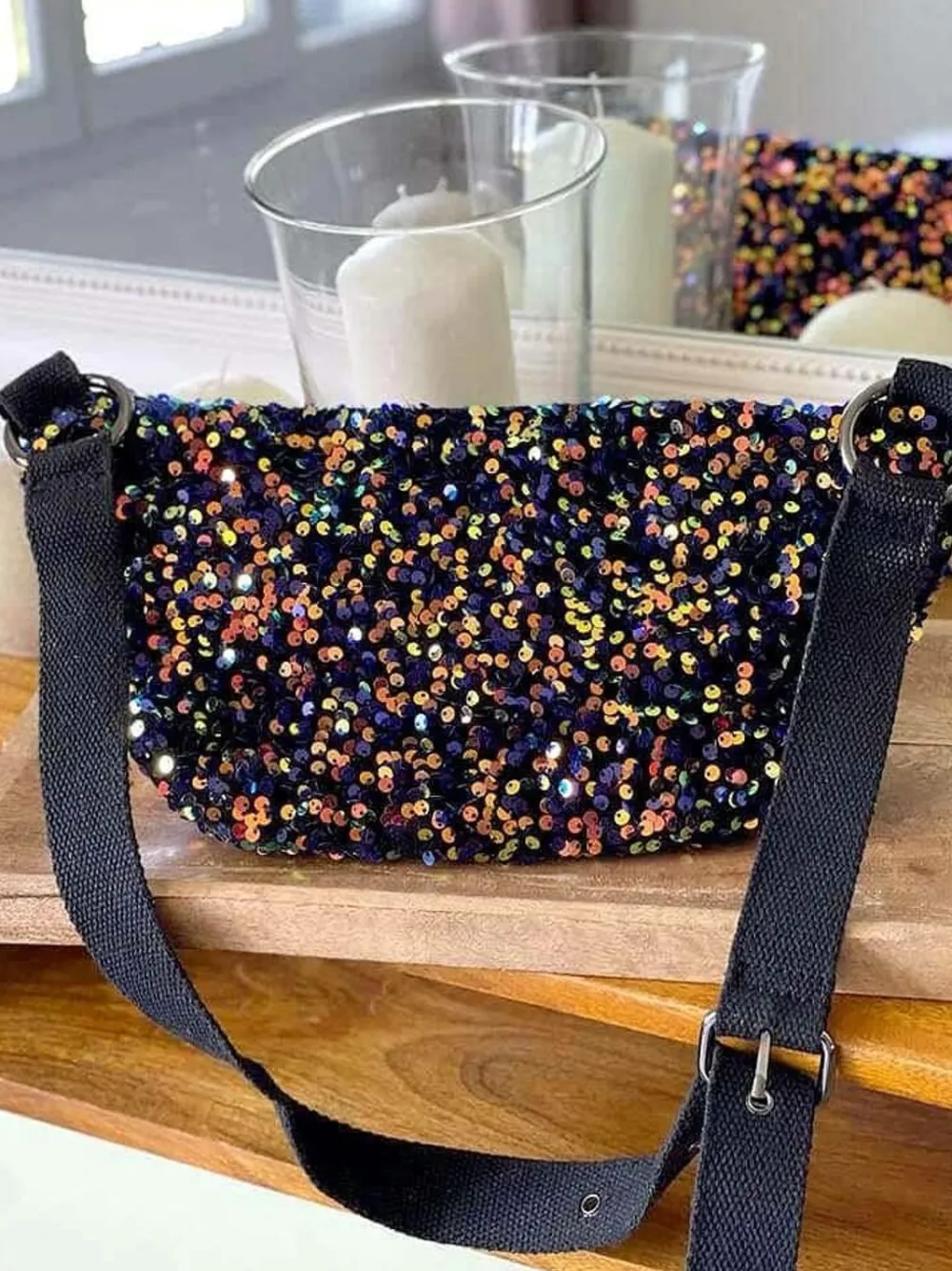Best Sac Banane Bleu Peche A Sequins Laumy Femmes Sac Banane
