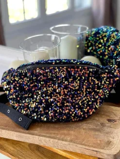 Outlet Sac Banane Bleu Peche A Sequins Xl Laumy Femmes Sac Banane