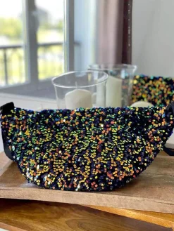 Outlet Sac Banane Bleu Peche A Sequins Xl Laumy Femmes Sac Banane