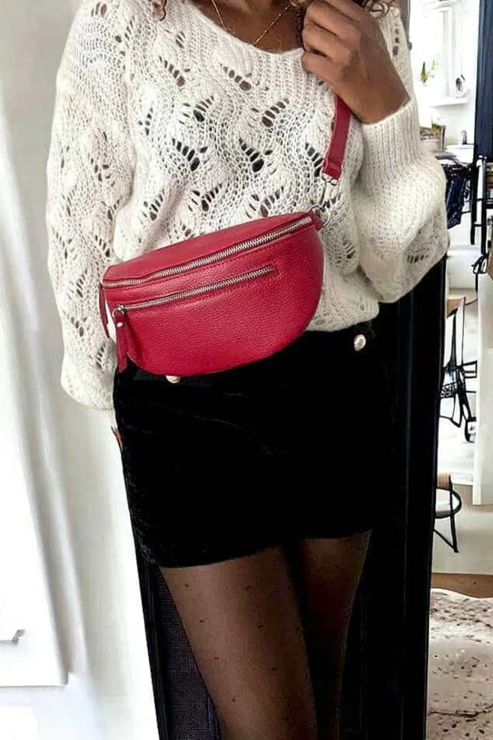 Sale Sac Banane Rouge Cerise Chelby Femmes Sac Banane