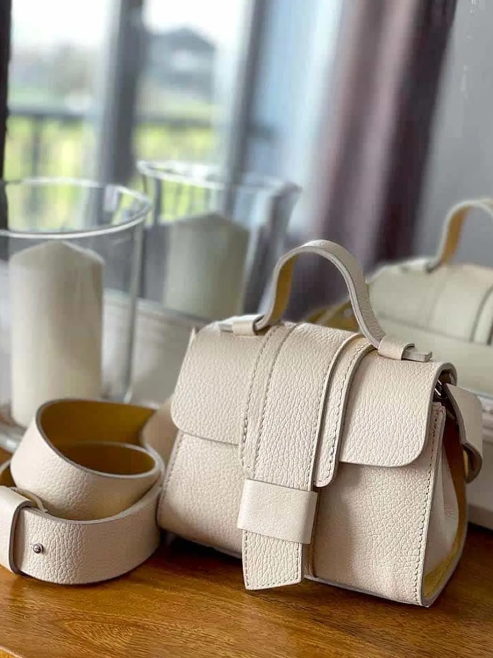 Outlet Sac Beige Ecru Drixy Femmes Sac Porte Epaule Avec Sangle