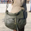 New Sac Besace Cuir Vert Kaki Ninon Femmes Sac Porte Epaule Avec Sangle