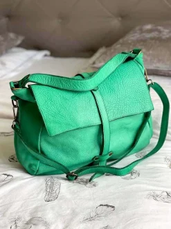 Discount Sac Besace Cuir Vert Pomme Ninon Femmes Sac Format A4 Et +