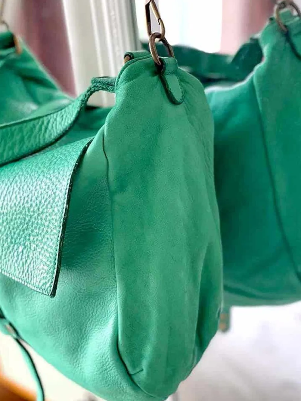 Discount Sac Besace Cuir Vert Pomme Ninon Femmes Sac Format A4 Et +