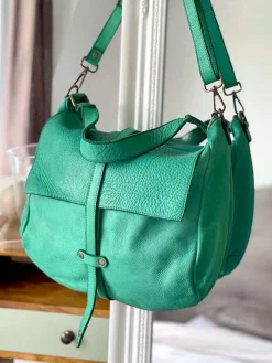 Discount Sac Besace Cuir Vert Pomme Ninon Femmes Sac Format A4 Et +