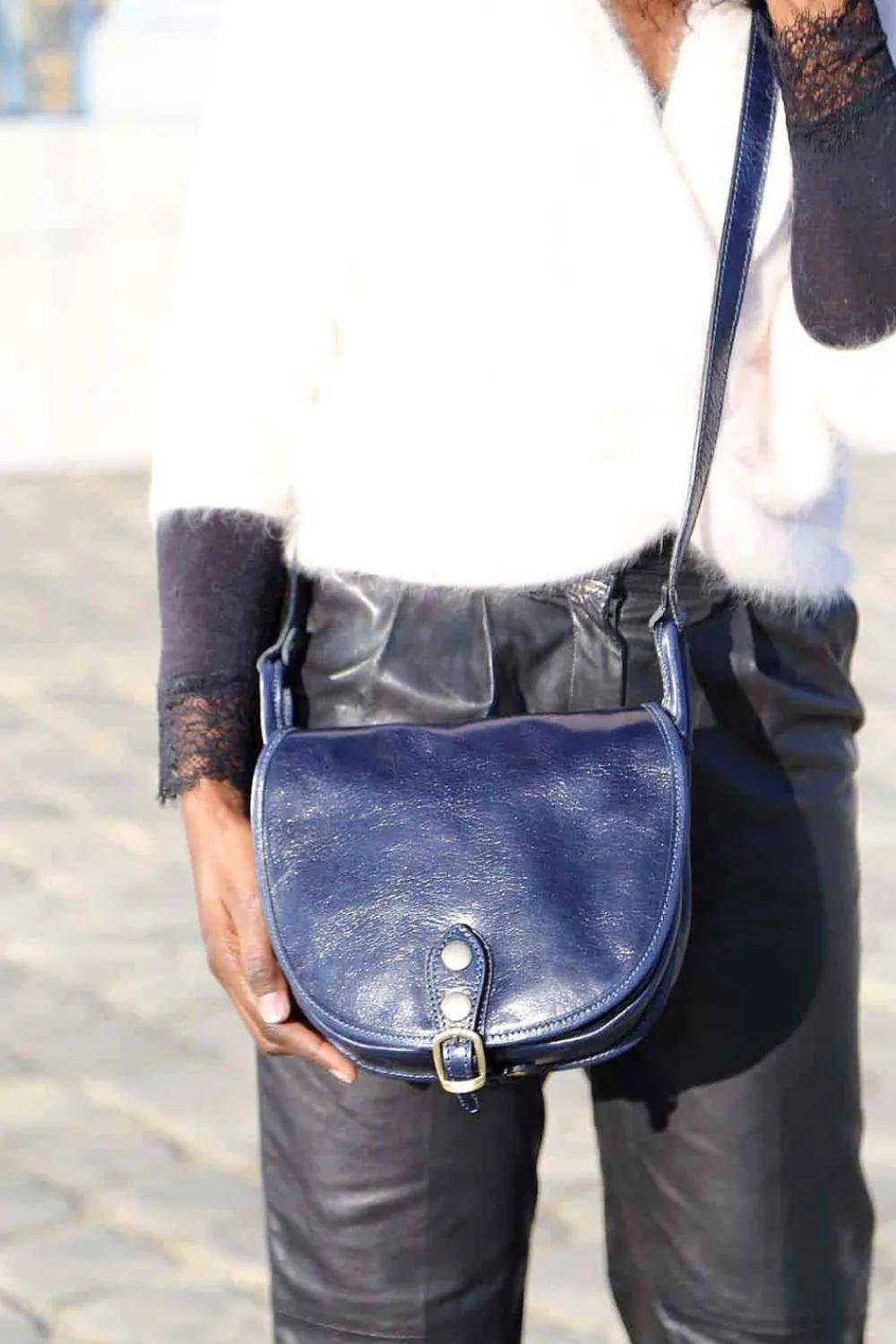 New Sac Bleu Petit Stefania Femmes Sac Porte Epaule Avec Sangle