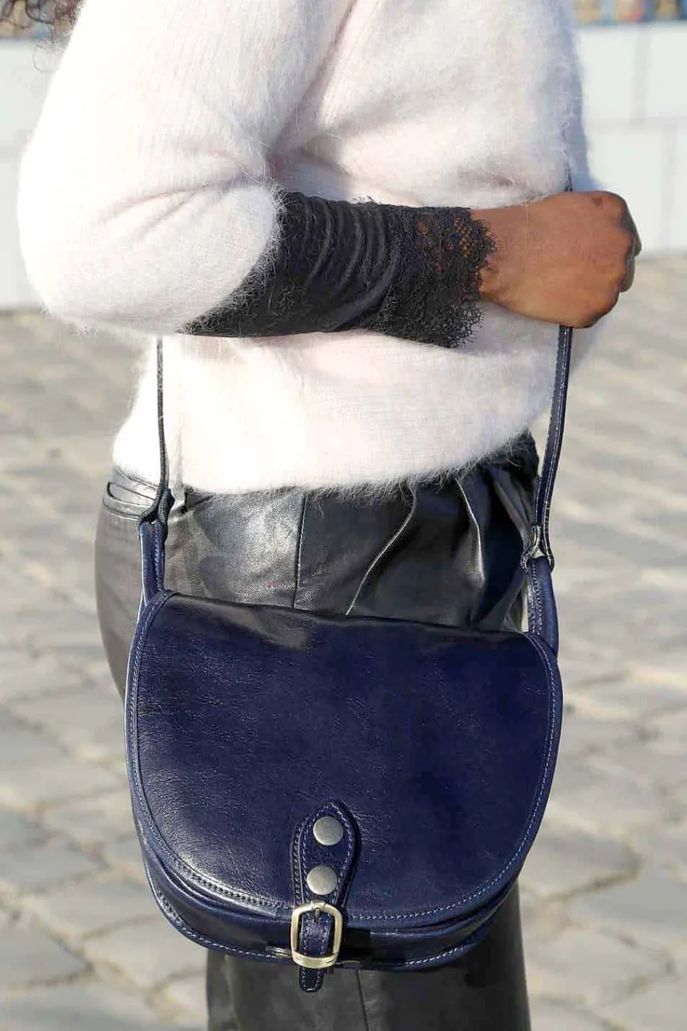New Sac Bleu Petit Stefania Femmes Sac Porte Epaule Avec Sangle