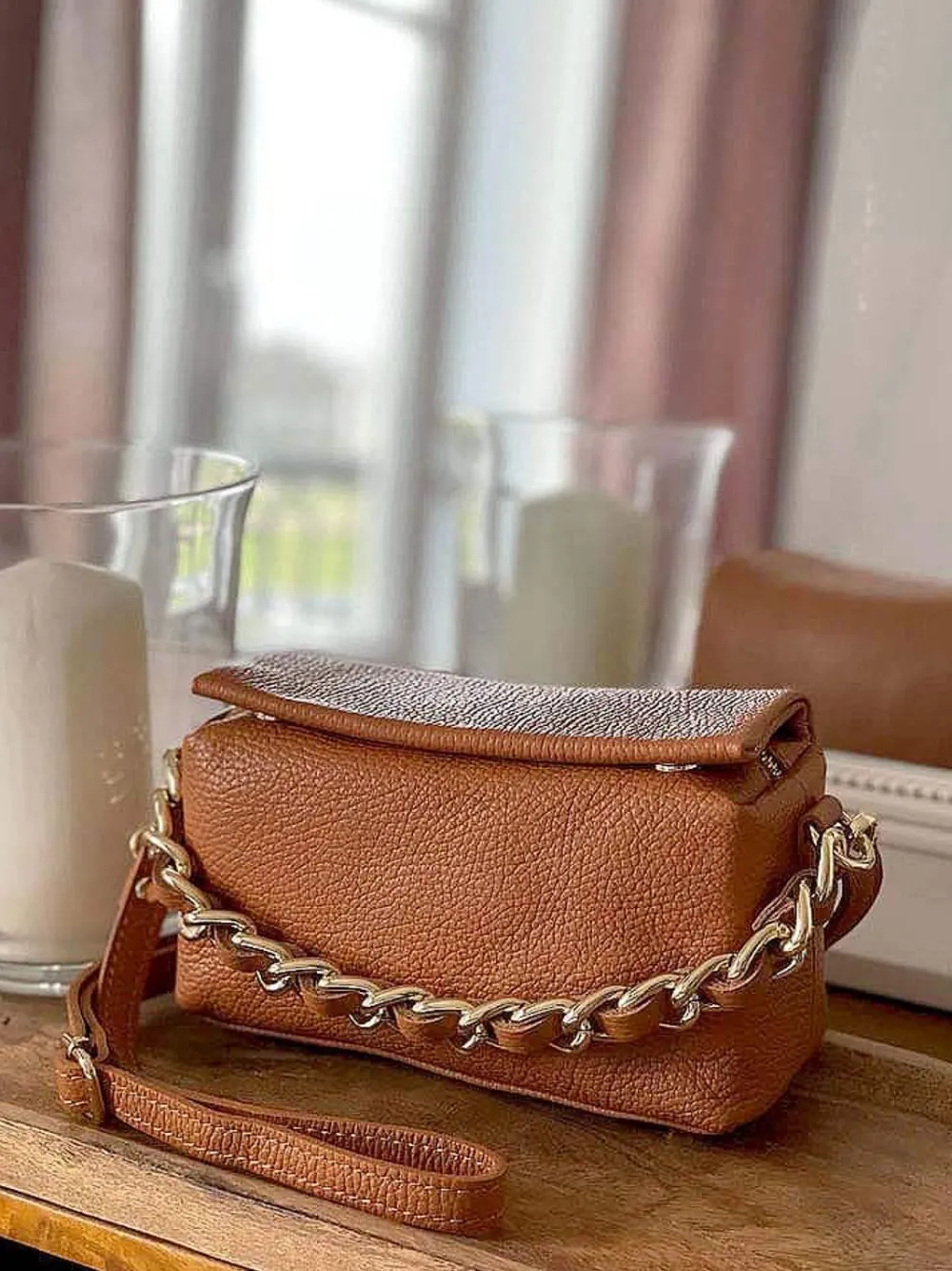 Sale Sac Marron Camel Clover Femmes Sac Porte Epaule Avec Sangle