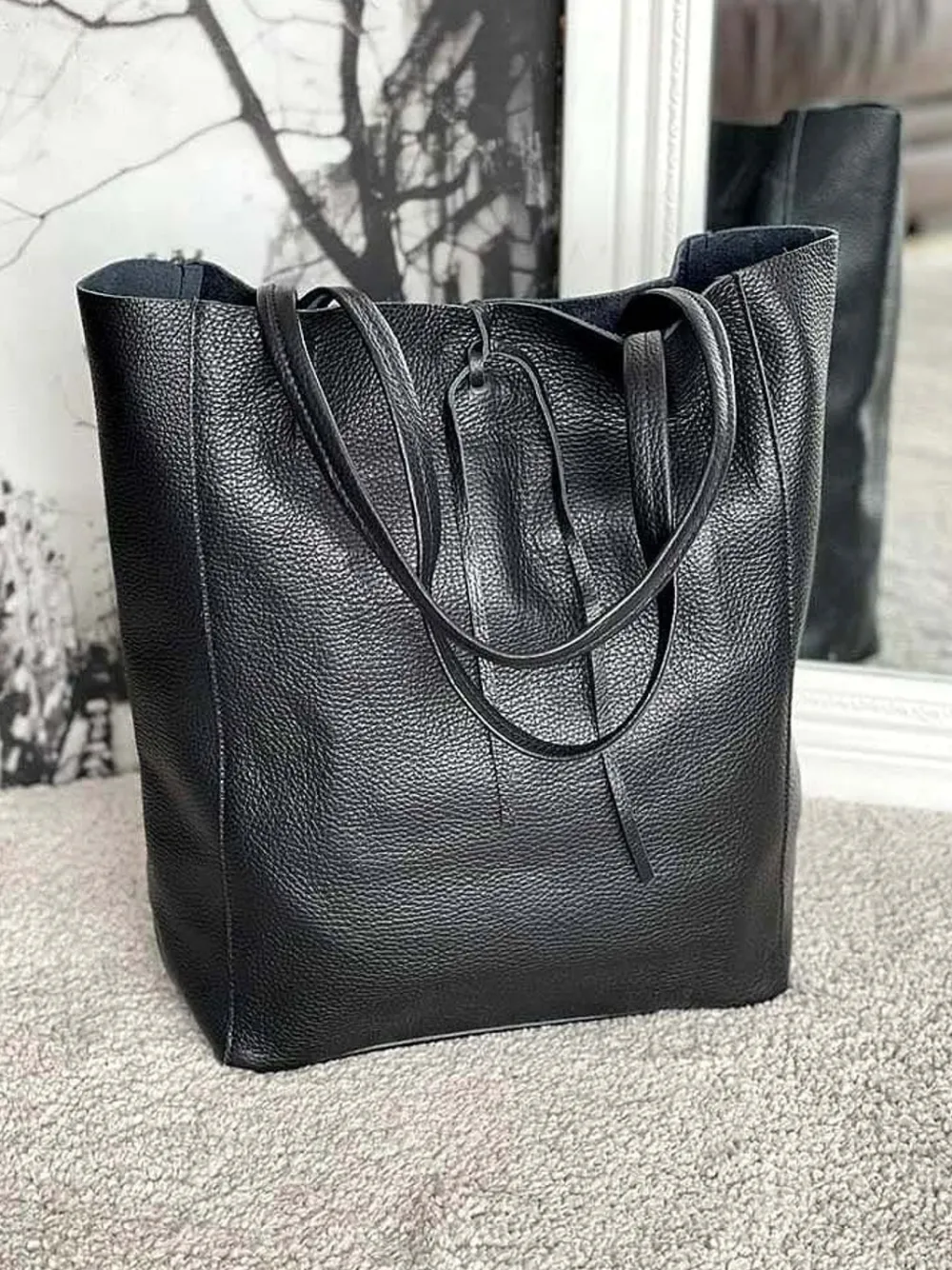 New Sac Noir Agata Femmes Sac Format A4 Et +