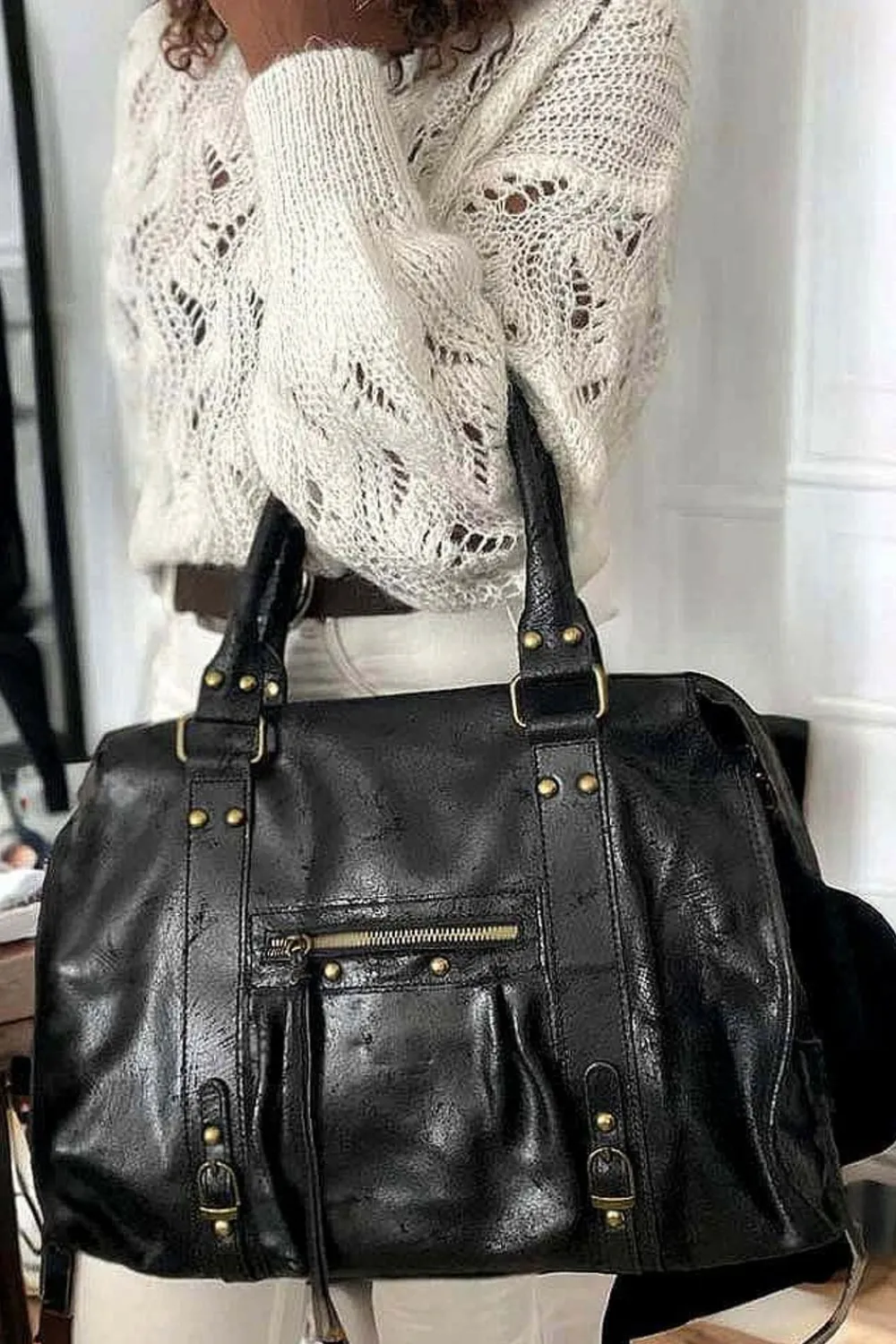 Outlet Sac Noir Eloane Femmes Sac Porte Epaule Avec Anse