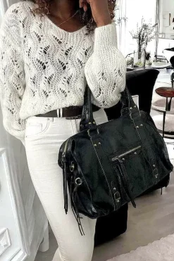 Outlet Sac Noir Eloane Femmes Sac Porte Epaule Avec Anse