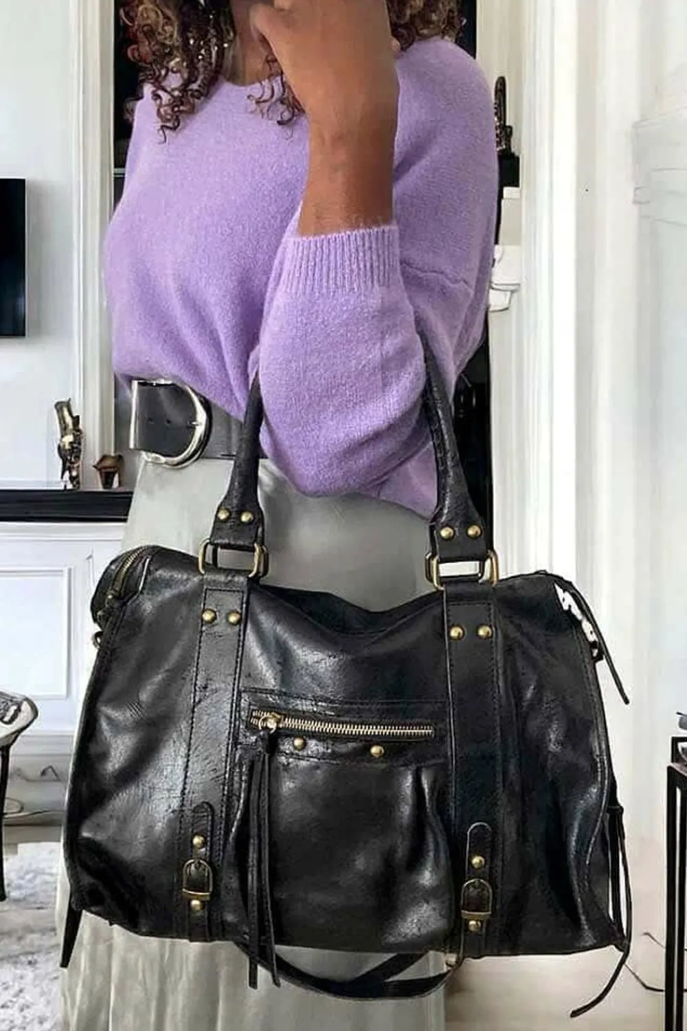 Outlet Sac Noir Eloane Femmes Sac Porte Epaule Avec Anse